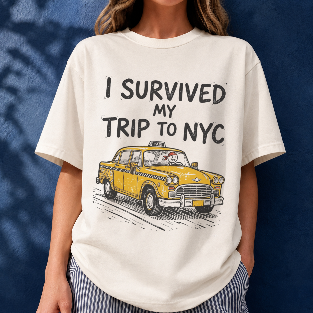 I Survived My Trip To NYC Shirt, Funny New York Vintage T-Shirt, Retro NYC Tourist Graphic Tee, NYC Taxi Graphic Top