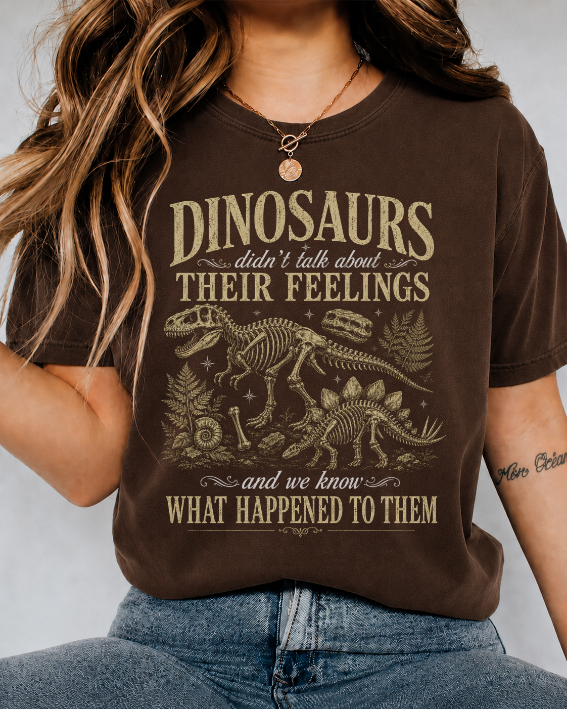 "Dinosaurs Didn't Talk About Their Feelings" Graphic Tee — Funny Mental Health Unisex T-Shirt