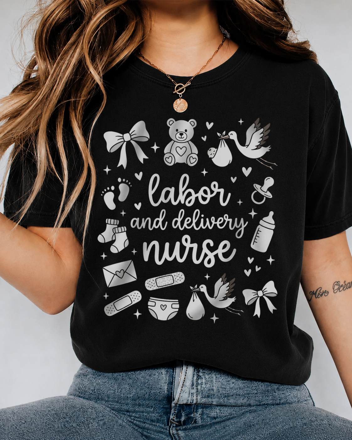 "Labor and Delivery Nurse" Graphic Tee — Cute L&D Nursing Shirt — Bella Canvas 3001