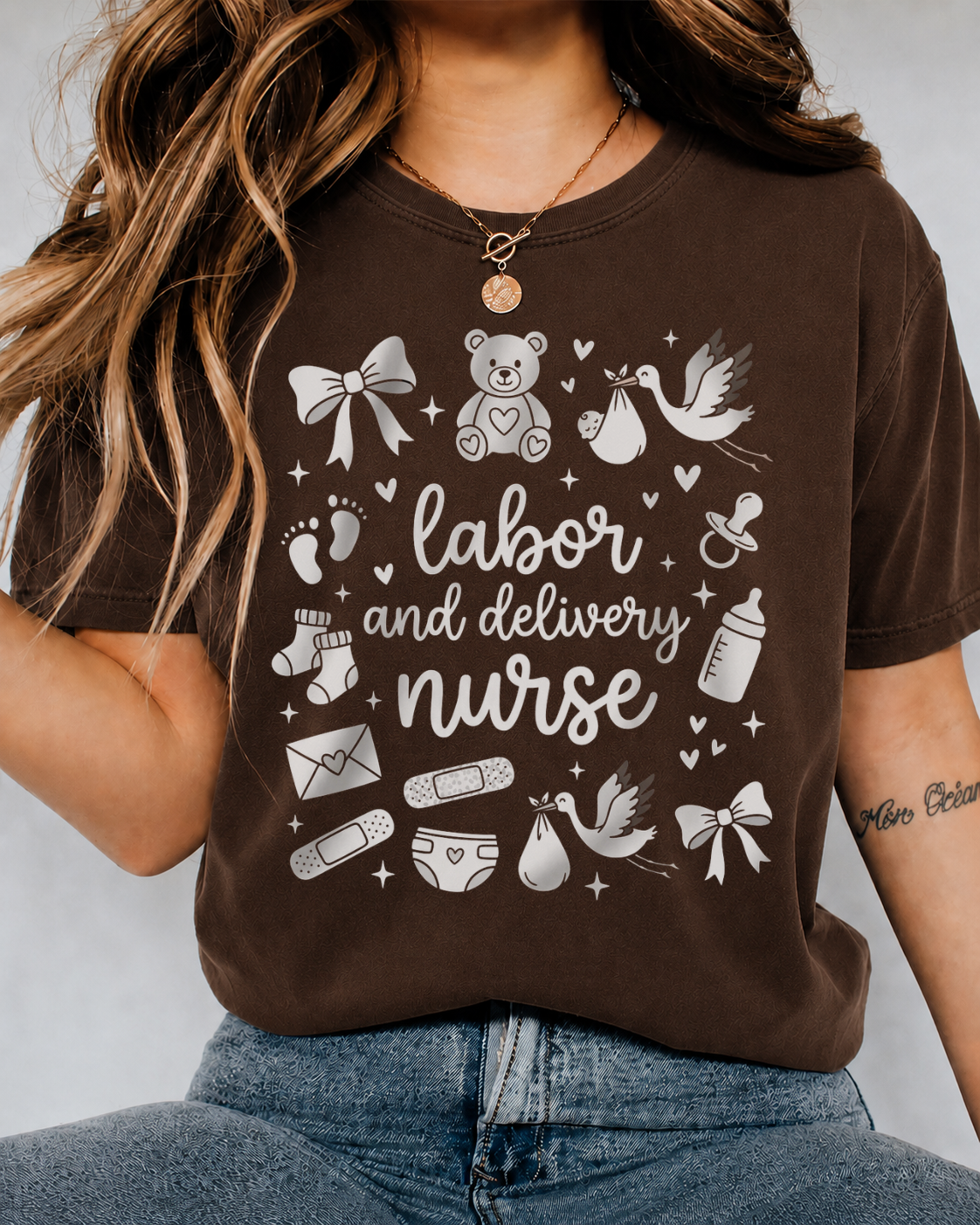 "Labor and Delivery Nurse" Graphic Tee — Cute L&D Nursing Shirt — Bella Canvas 3001